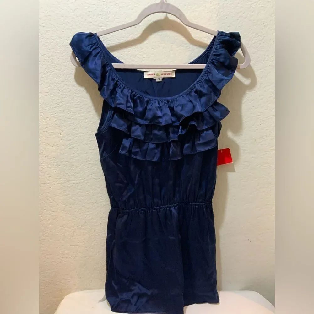 Amanda Uprichard Silk Ruffle Lace Sleeveless Shirt size M